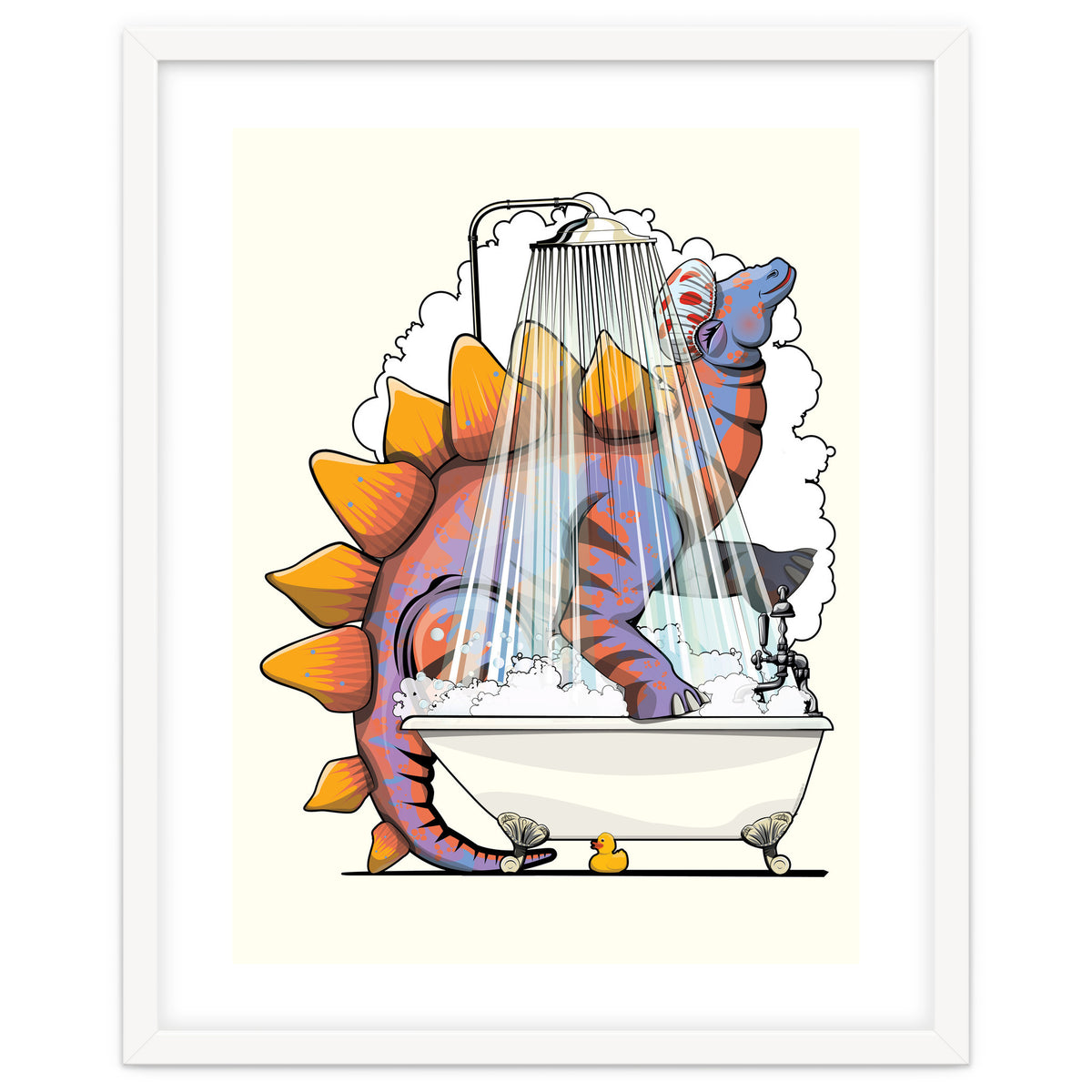 Dinosaur Stegosaurus in the Shower, funny bathroom humour
