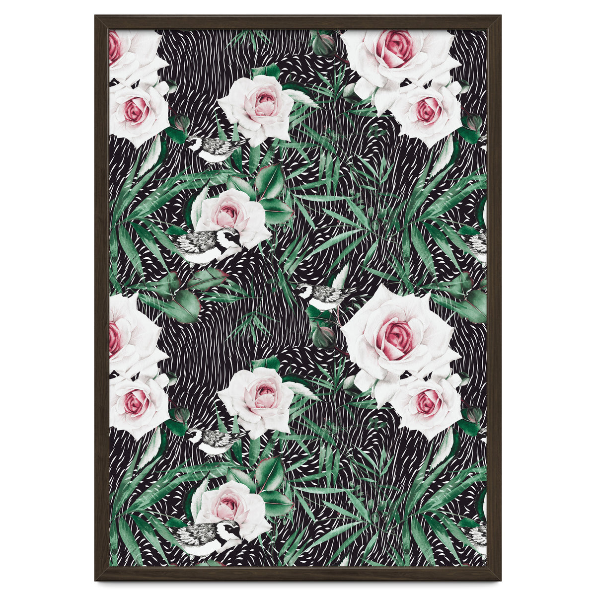 Dark flowery abstract of birds