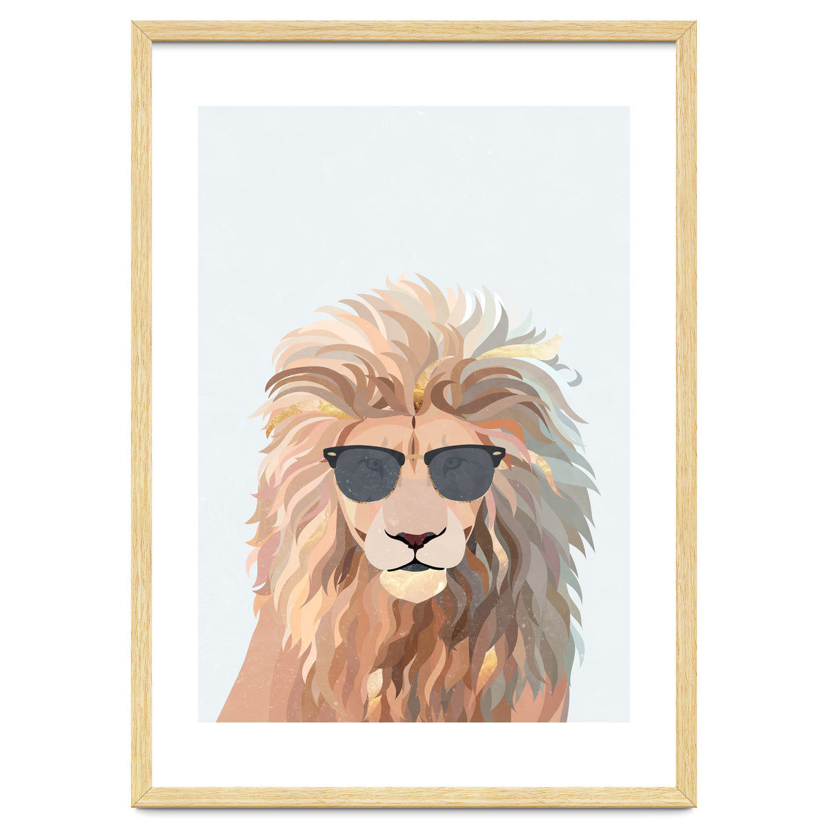 Lion Portrait earing sunglasses