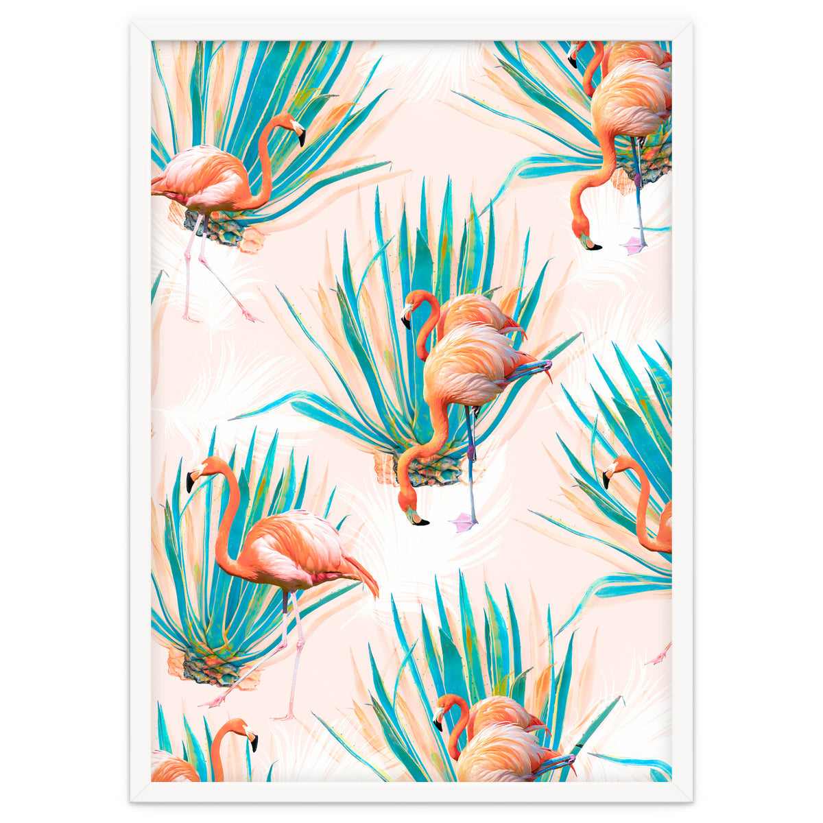 Anaglyph Flamingos with cactus