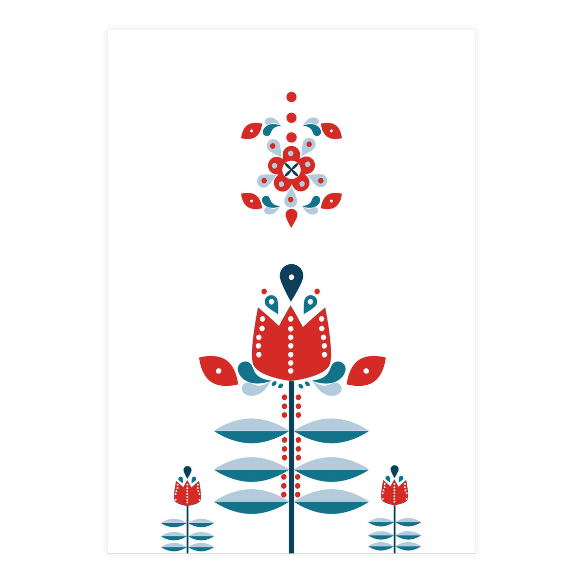 Scandinavian Folk Flowers (Print Only)