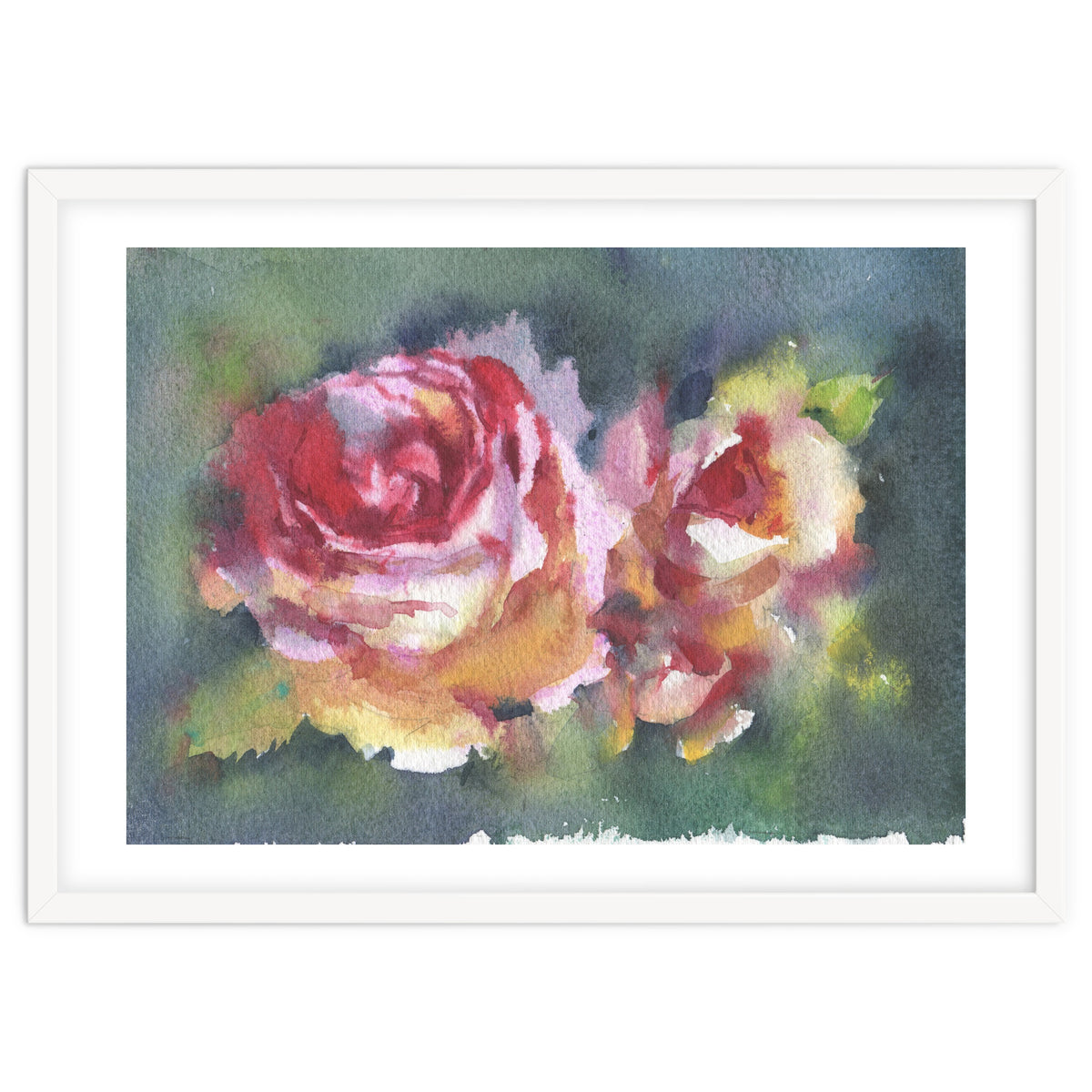 Wildflowers rose watercolor painting