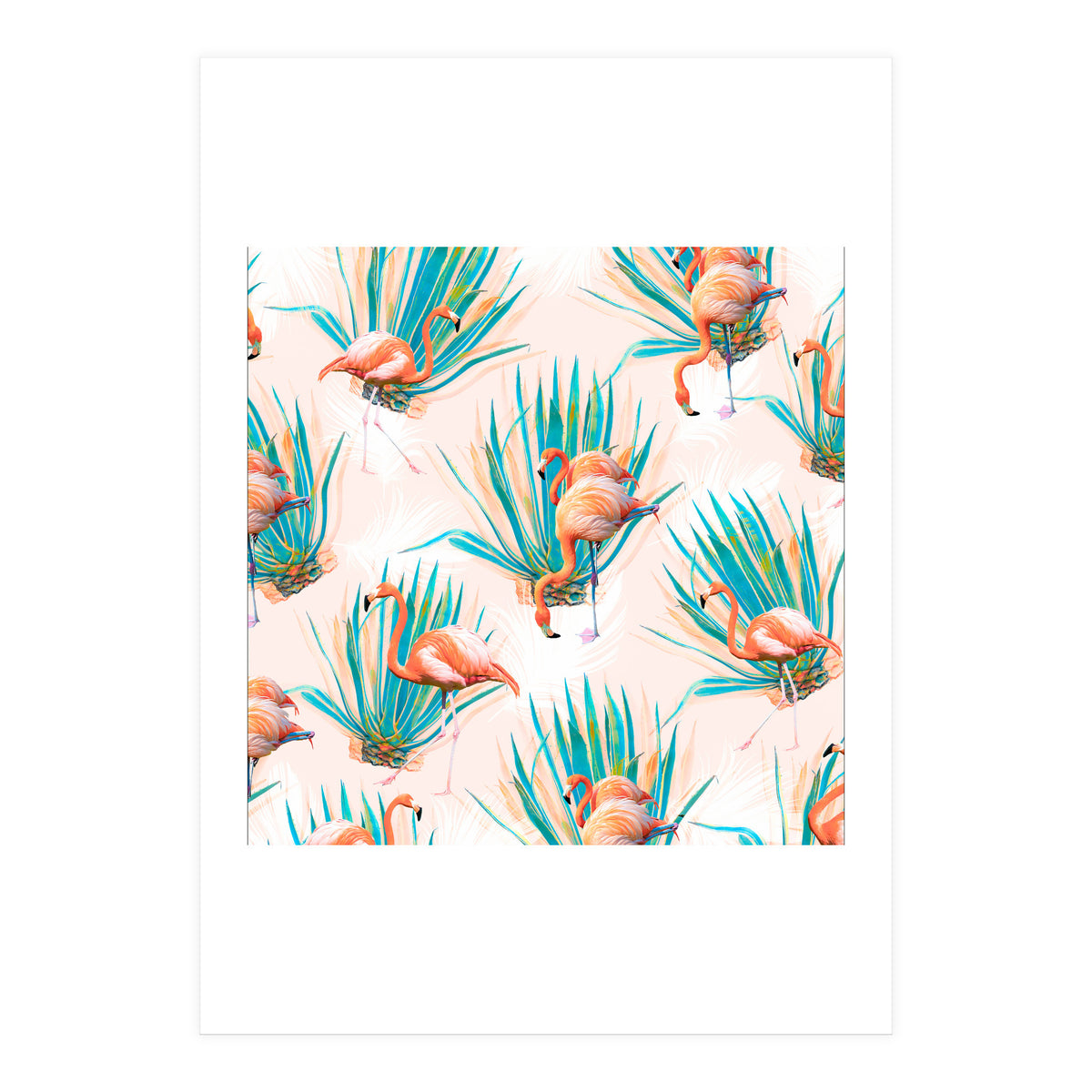 Anaglyph Flamingos with cactus (Print Only)