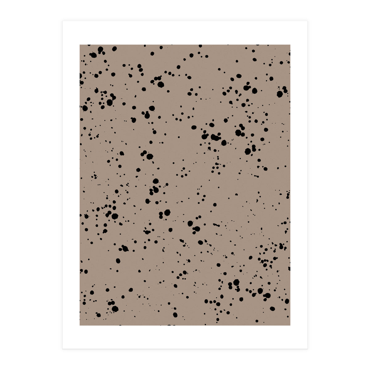 Black Paint Splatter on Dark Beige Background (Print Only)