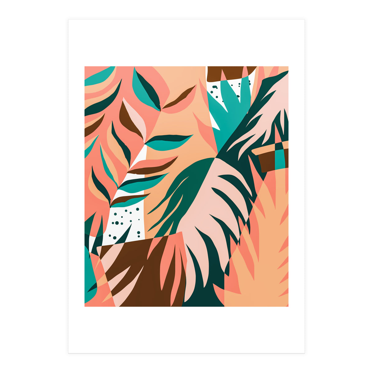 Watching The Leaves Turn, Tropical Autumn Colorful Eclectic Abstract Palm Nature Boho Graphic Design (Print Only)