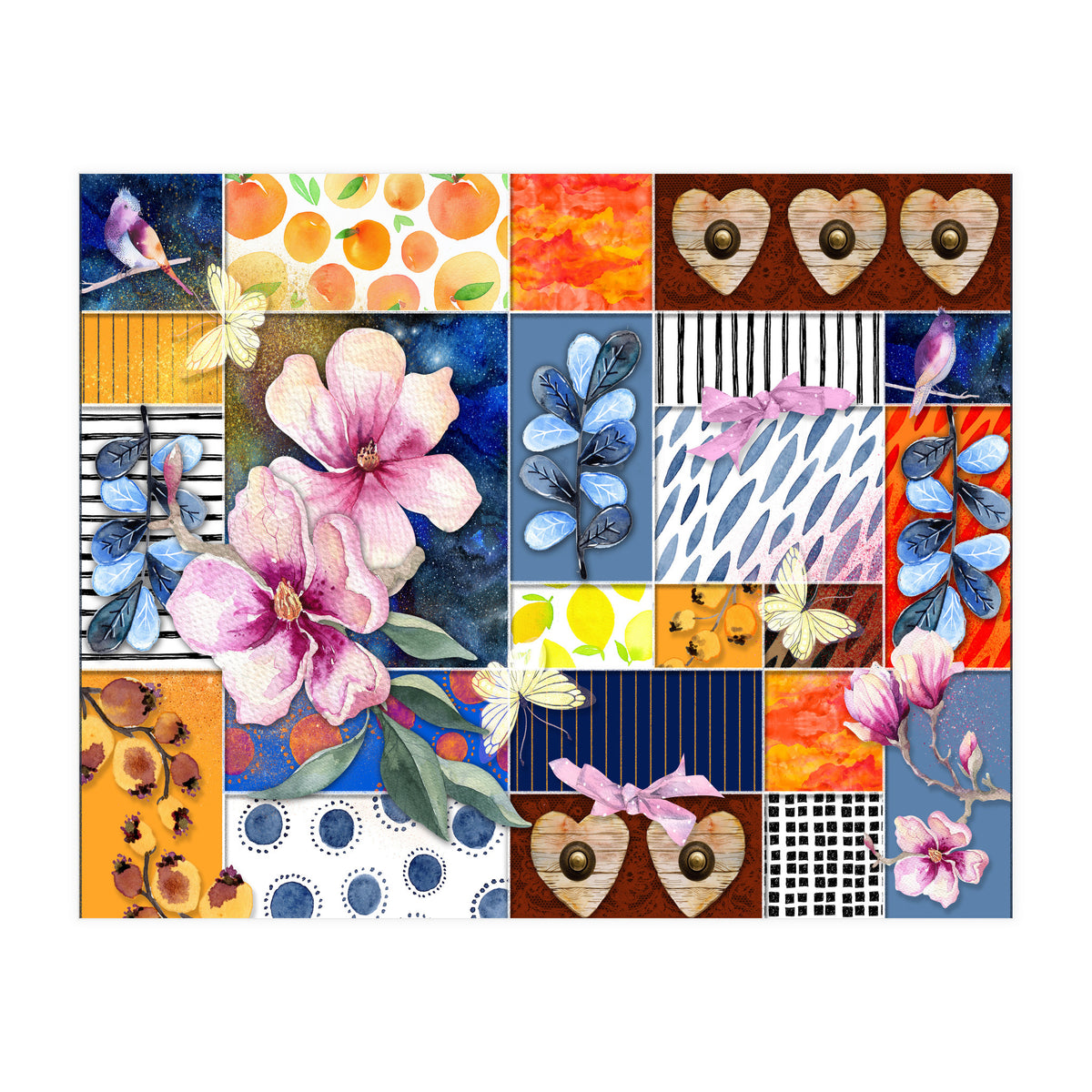 Romantic Floral Collage (Print Only)