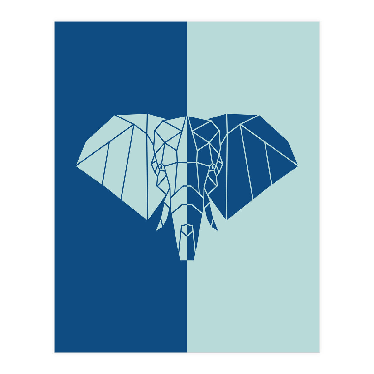 ELEPHANT IN BLUE ! POLYGON ART (Print Only)