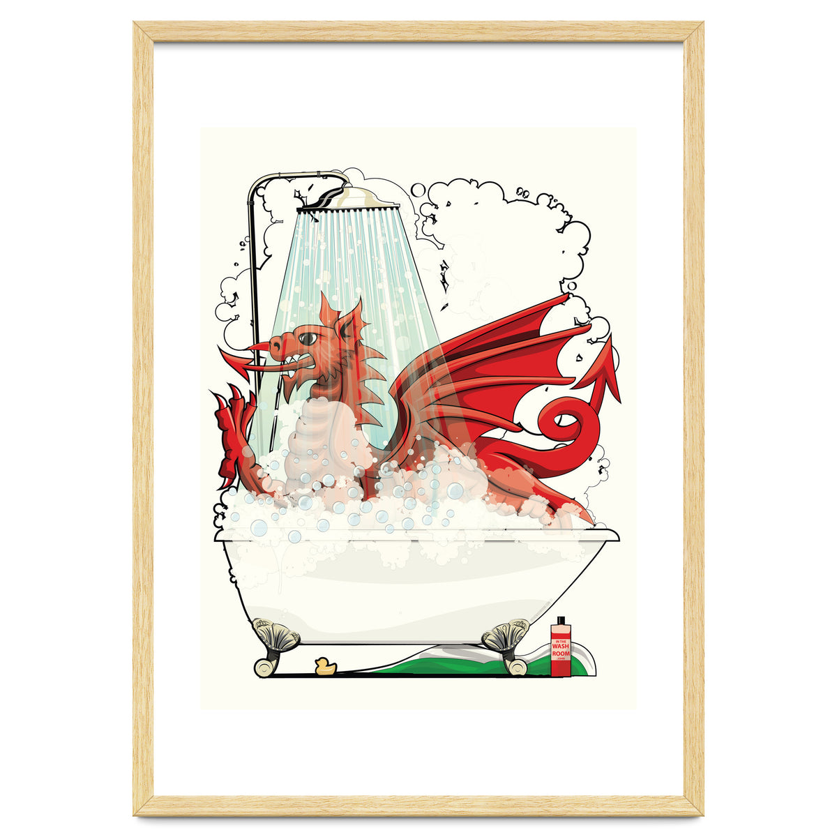 Welsh Dragon in the Bath, Funny Bathroom Humour, Wales, Britain, United Kingdom