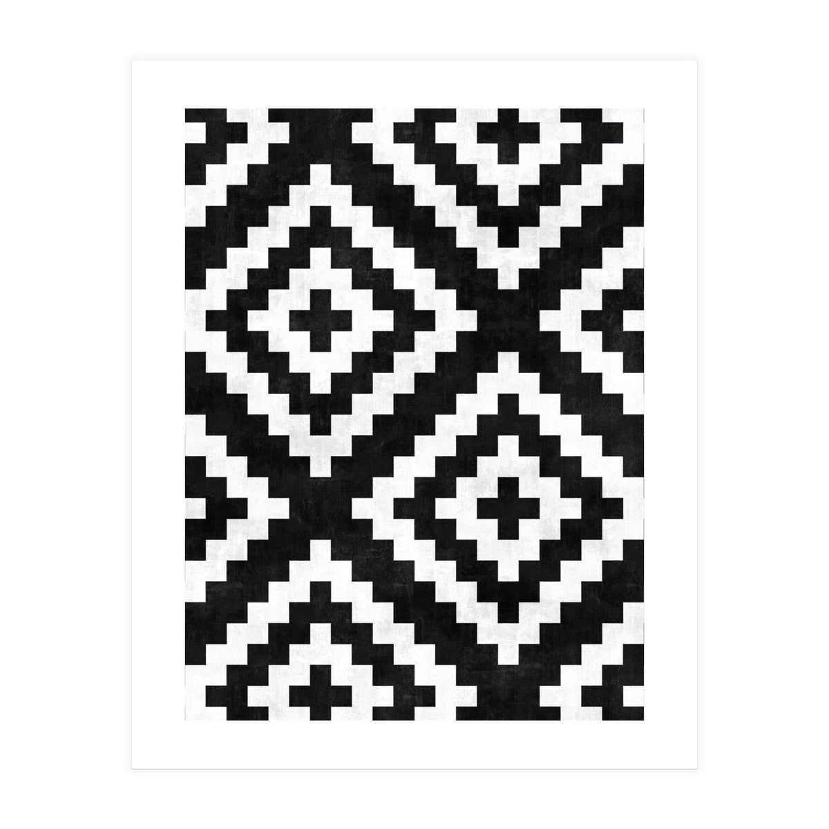 Urban Tribal Pattern No.17 - Aztec - Black and White Concrete (Print Only)