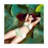 The Moment of Peace, Girl Woman on Lotus Leaf, Tropical Nature Botanical Watercolor Bohemian Painting (Print Only) thumbnail