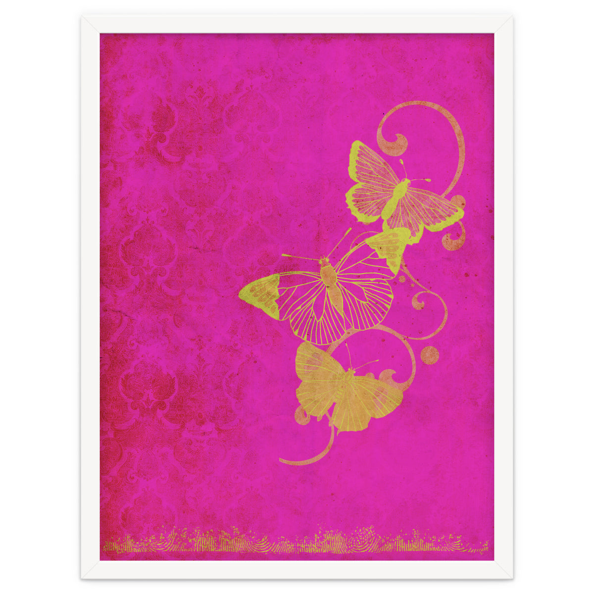 Yellow Butterflies on Pink