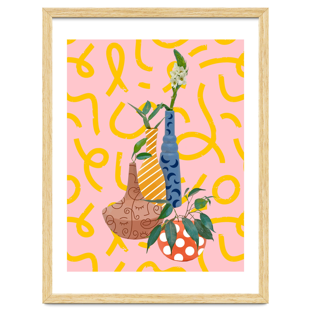 Modern Botanicals, Abstract Plant Pots, Quirky Nature Bohemian, Contemporary Decor