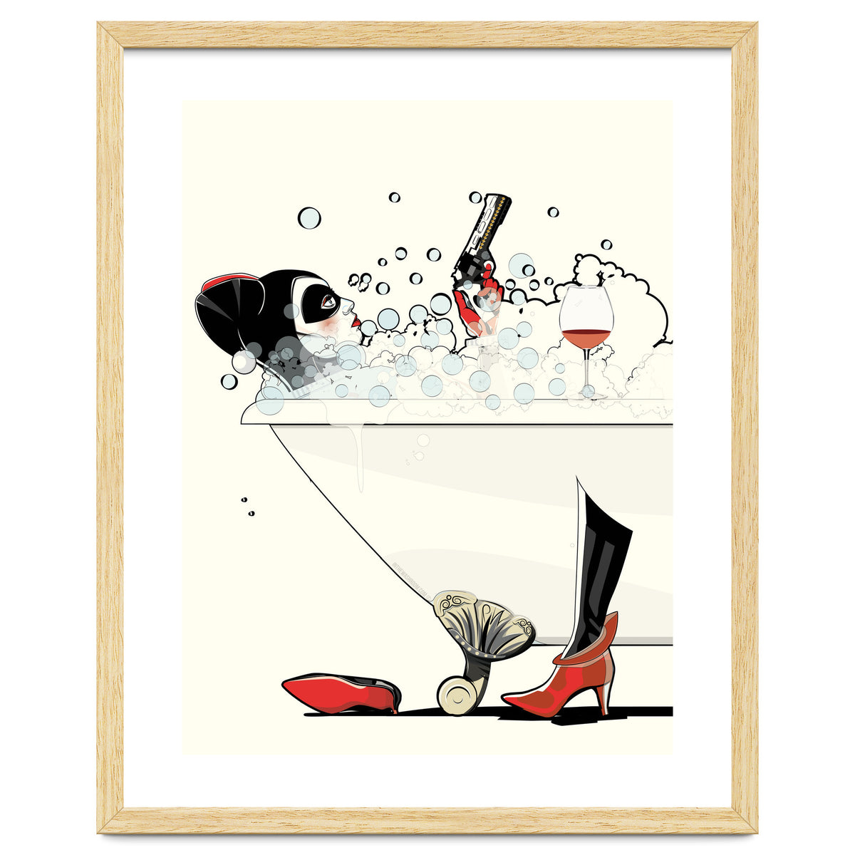 Harley Quinn in the Bath, funny Bathroom Humour