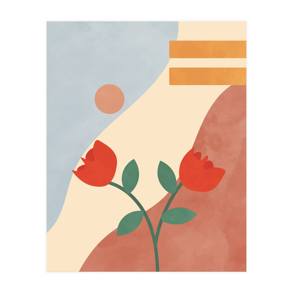 Rose Flower Abstract Botanical Modern (Print Only)