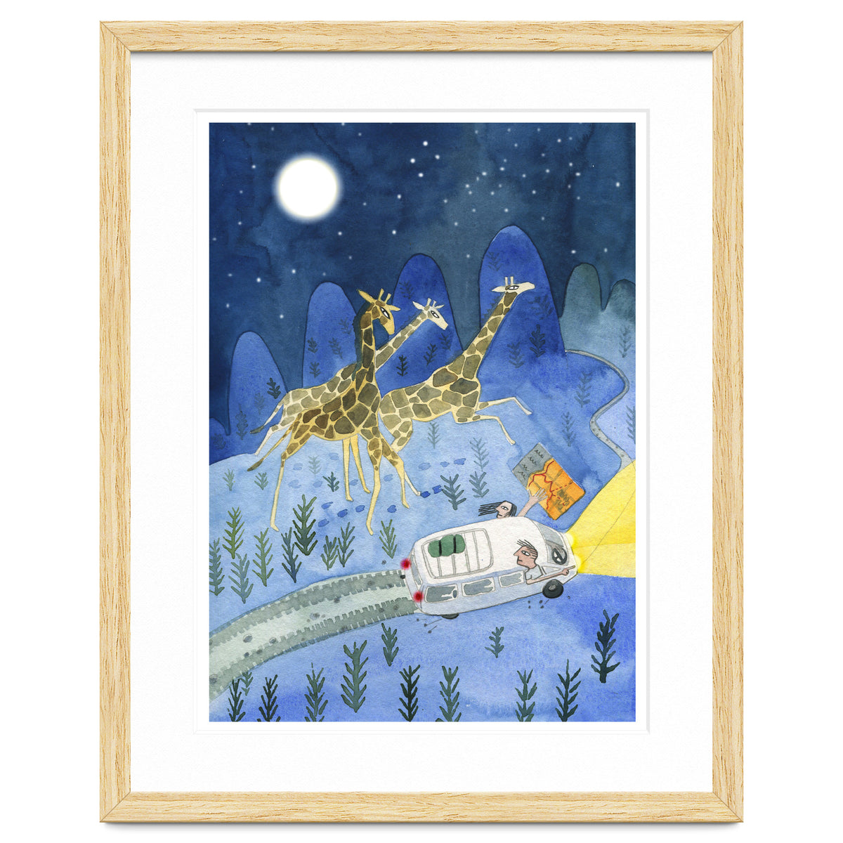 Giraffes In Moonlight