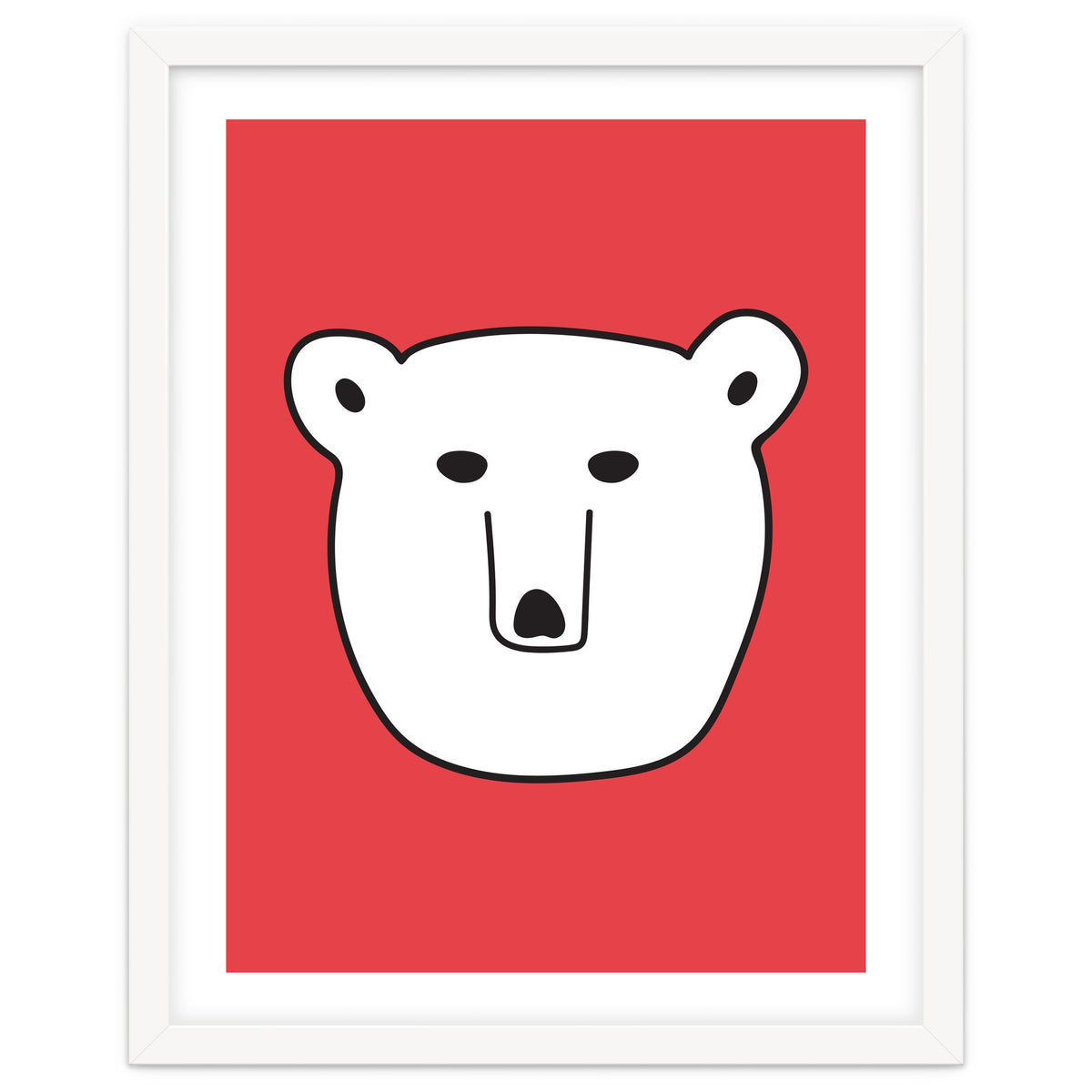 Polar Bear Portrait On a Red Background