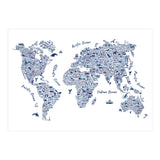 Watercolor World Map in Blue (Print Only) thumbnail