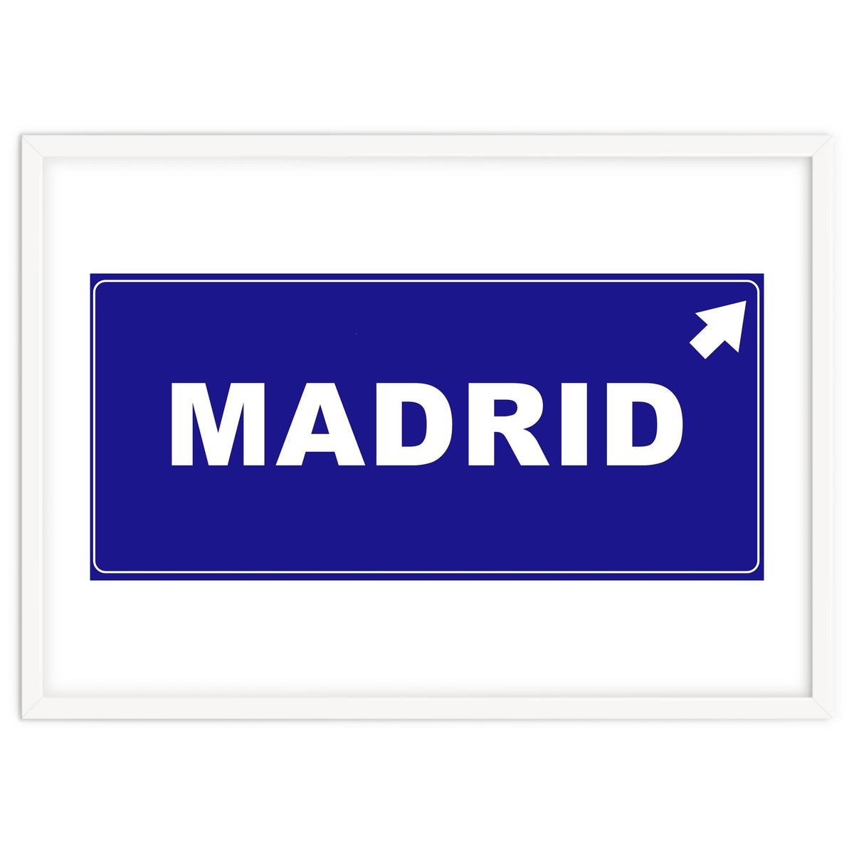 Let`s go to Madrid, Spain! Blue road sign