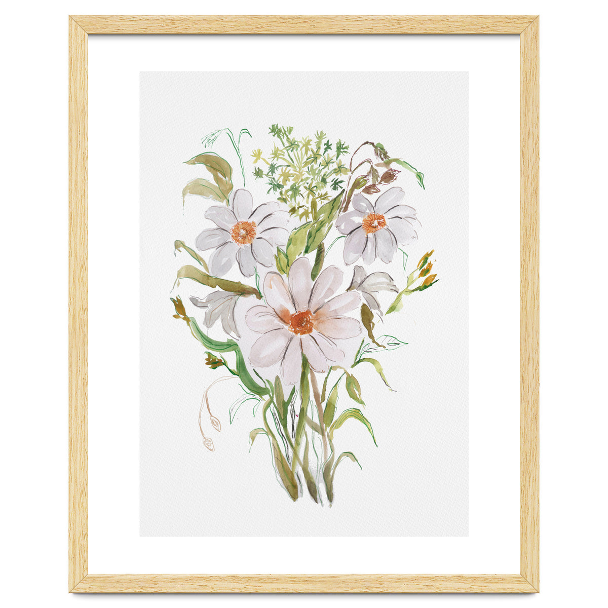 Watercolor White Florals