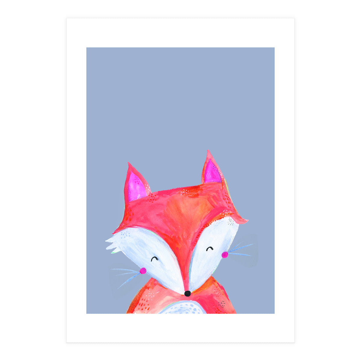 Woodland Fox On Grey (Print Only)