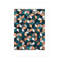 Copper, Marble and Concrete Cubes with Blue (Print Only)