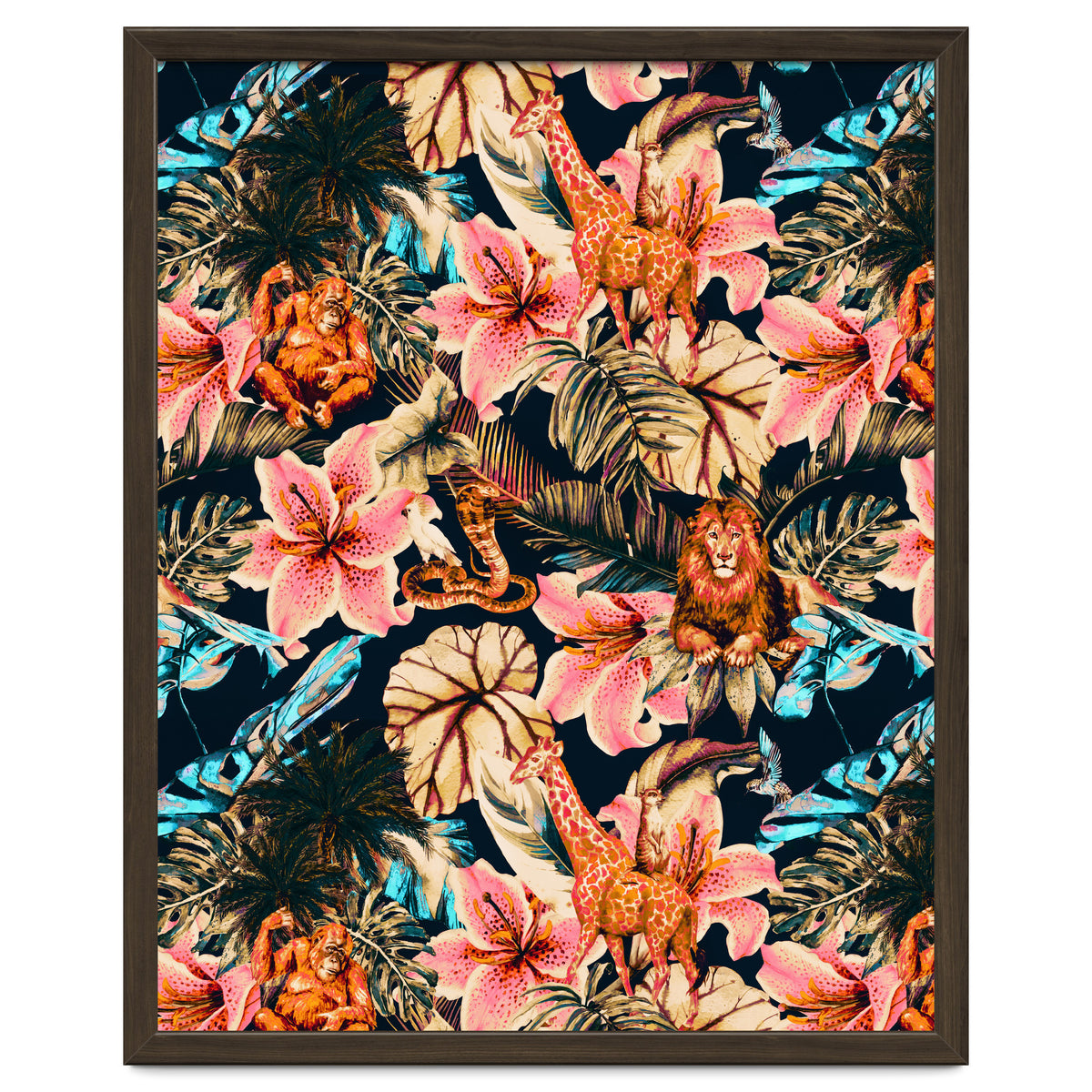 Wild animals in the dark of the jungle 02