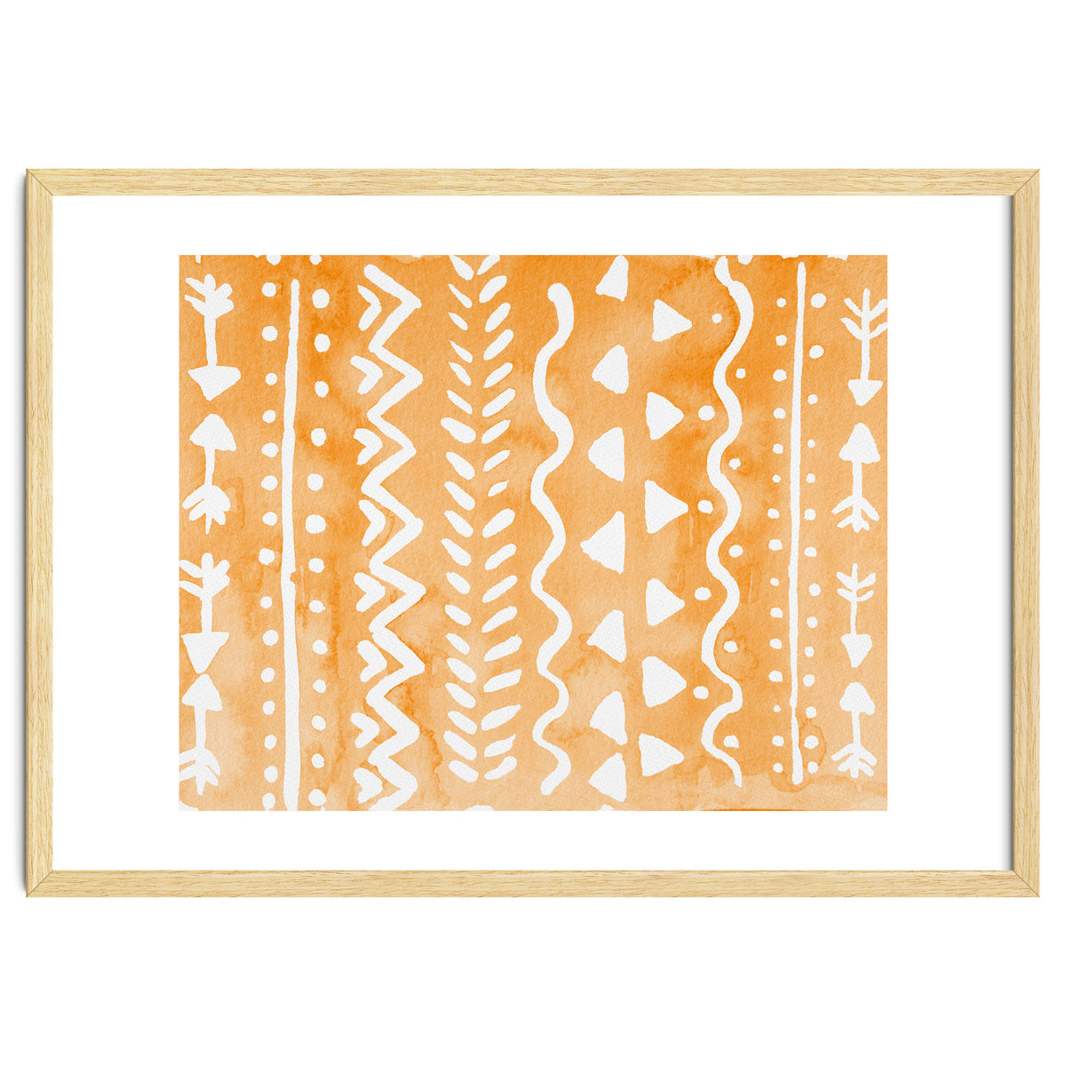Abstract boho tribal pattern in pastel orange