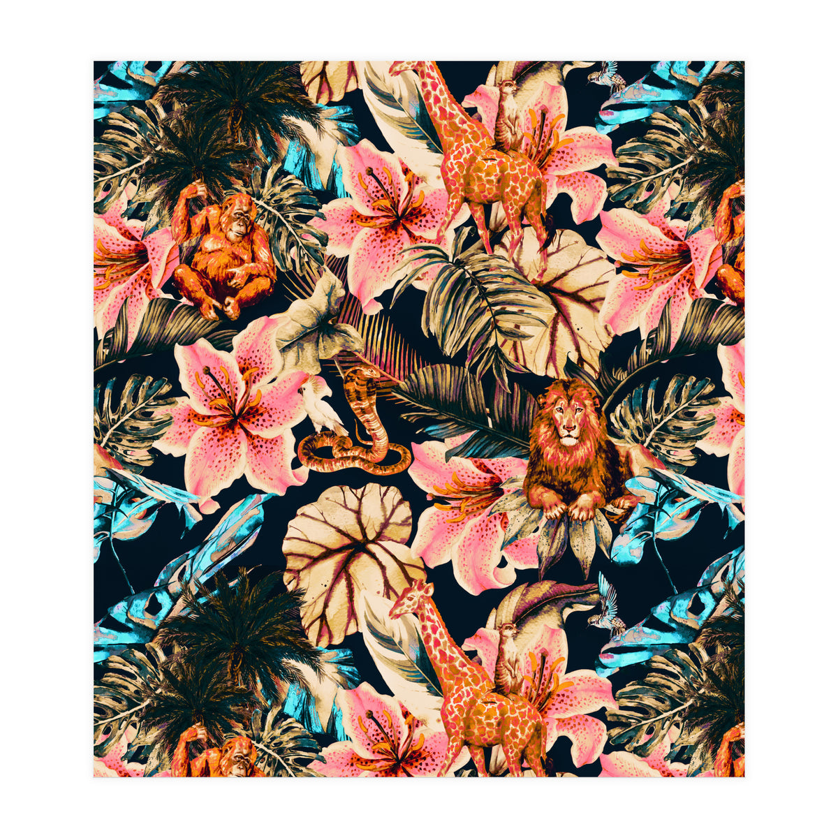 Wild animals in the dark of the jungle 02 (Print Only)