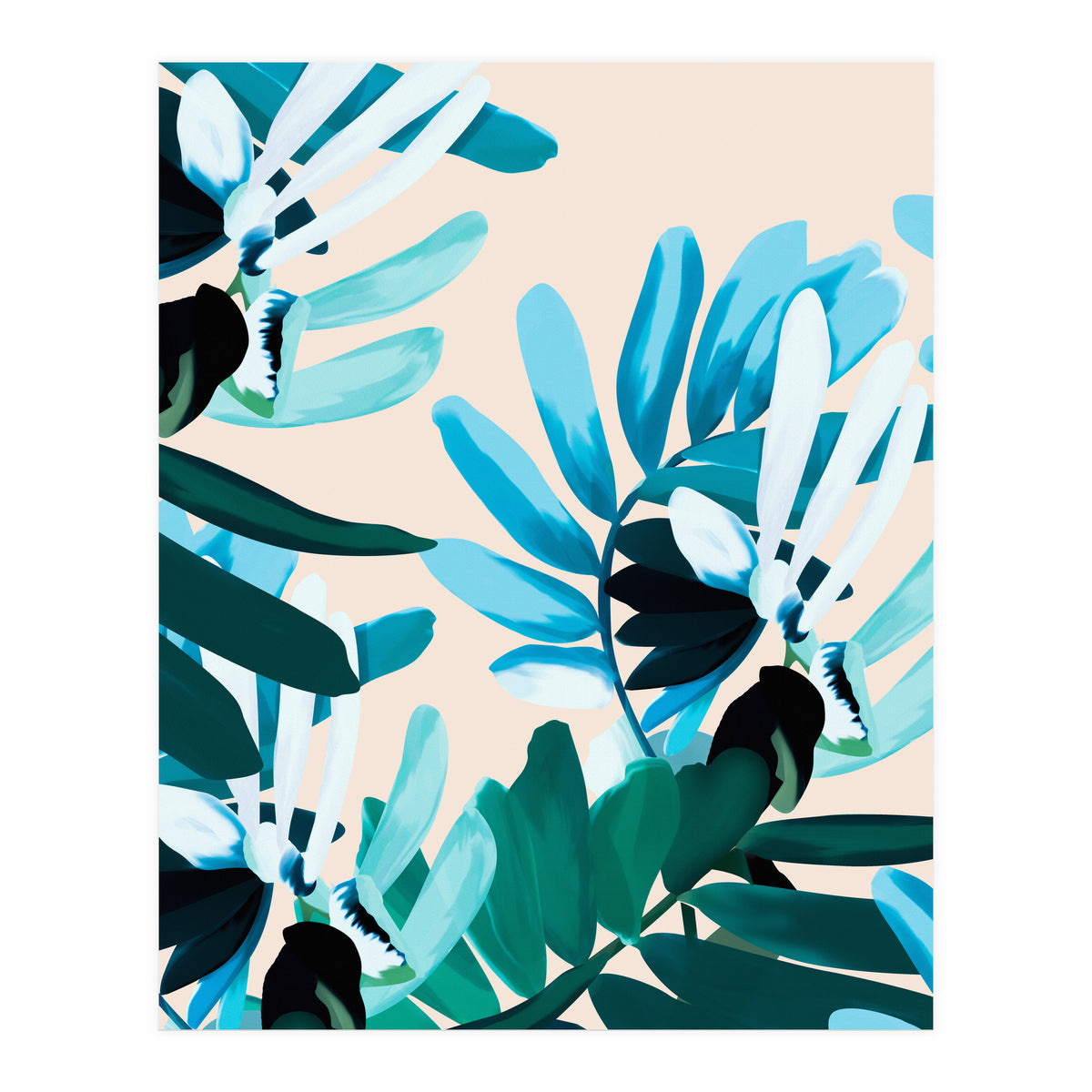 Large bluish botanical leaves  (Print Only)