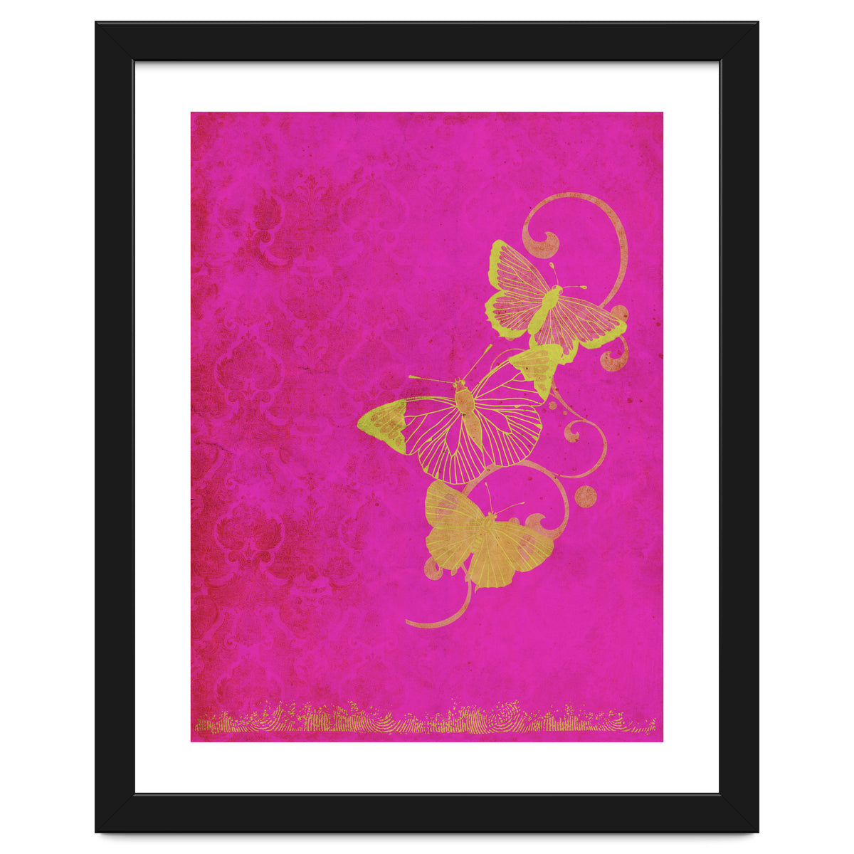 Yellow Butterflies on Pink
