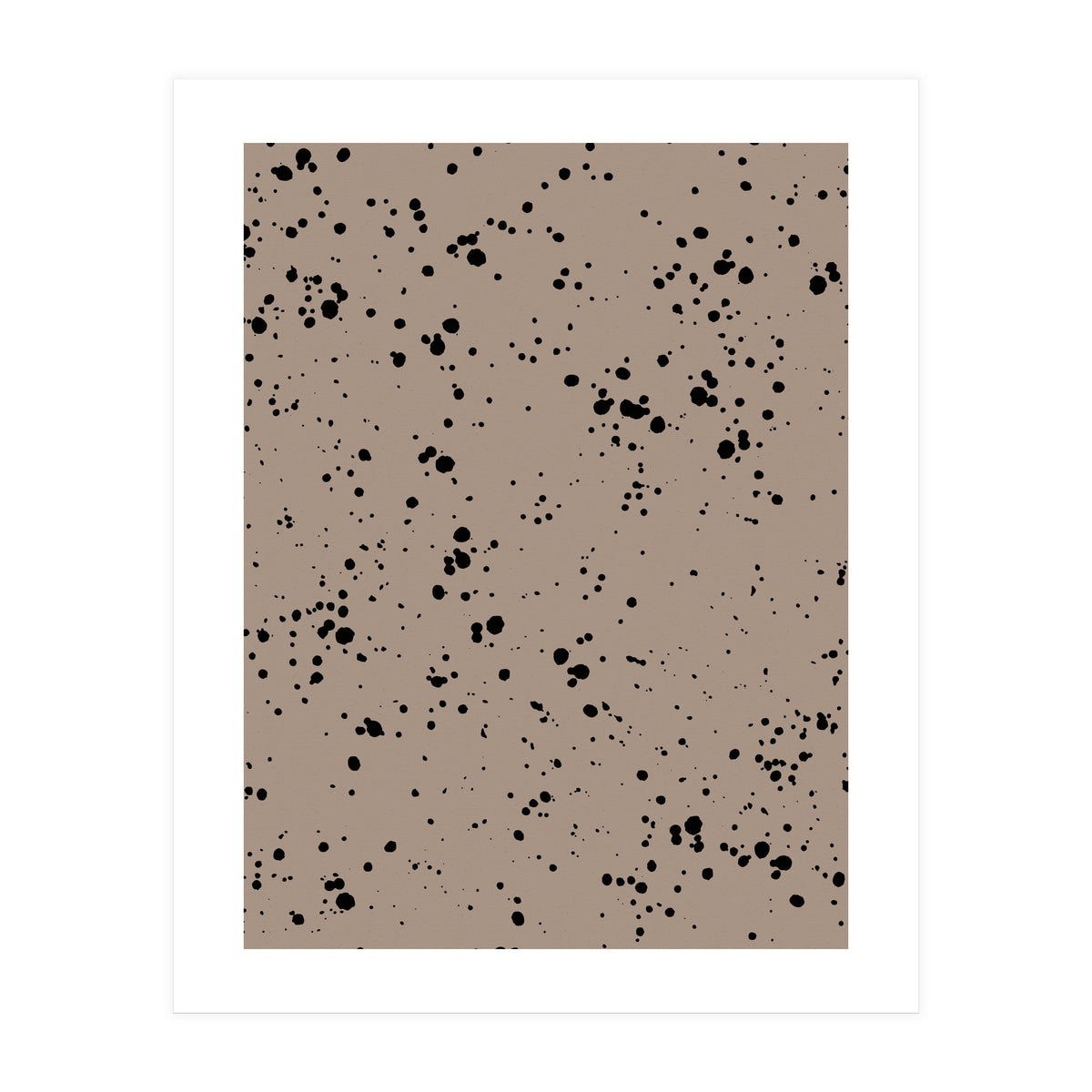Black Paint Splatter on Dark Beige Background (Print Only)