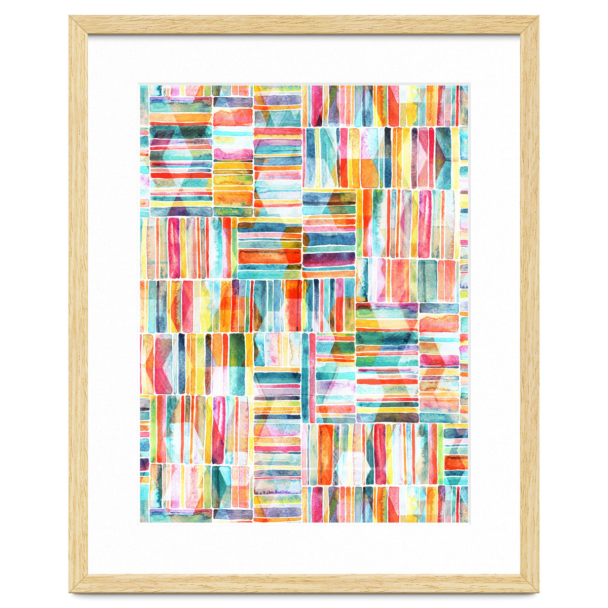Summer Pastel Geometric and Striped Abstract on white