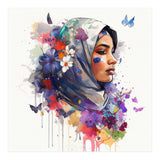 Watercolor Floral Muslim Arabian Woman #5 (Print Only) thumbnail