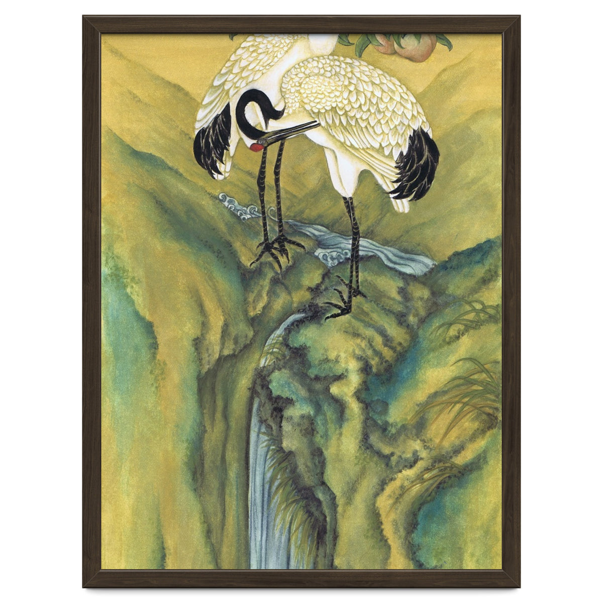 Cranes At The Top Of A Waterfall