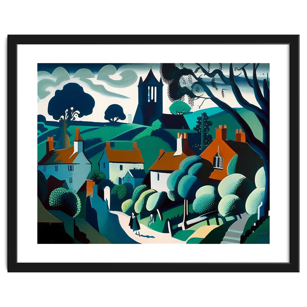 English Country Village Painting