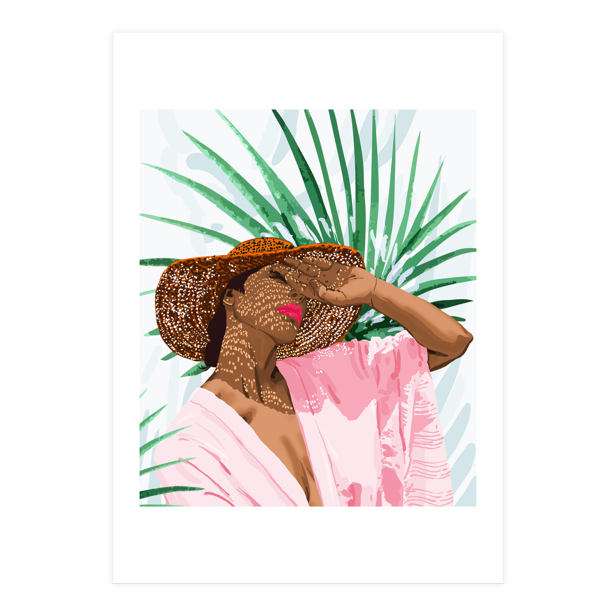 Sunshine in My Soul | Black Woman Tropical Travel | Modern Boho Palm Summer Vacation Fashion (Print Only)