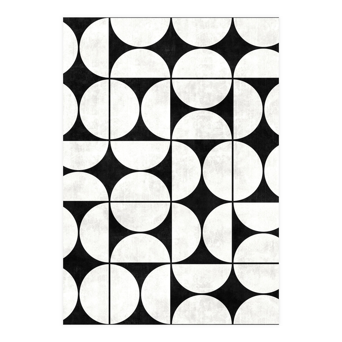 Mid-Century Modern Pattern No.2 - Black and White Concrete (Print Only)
