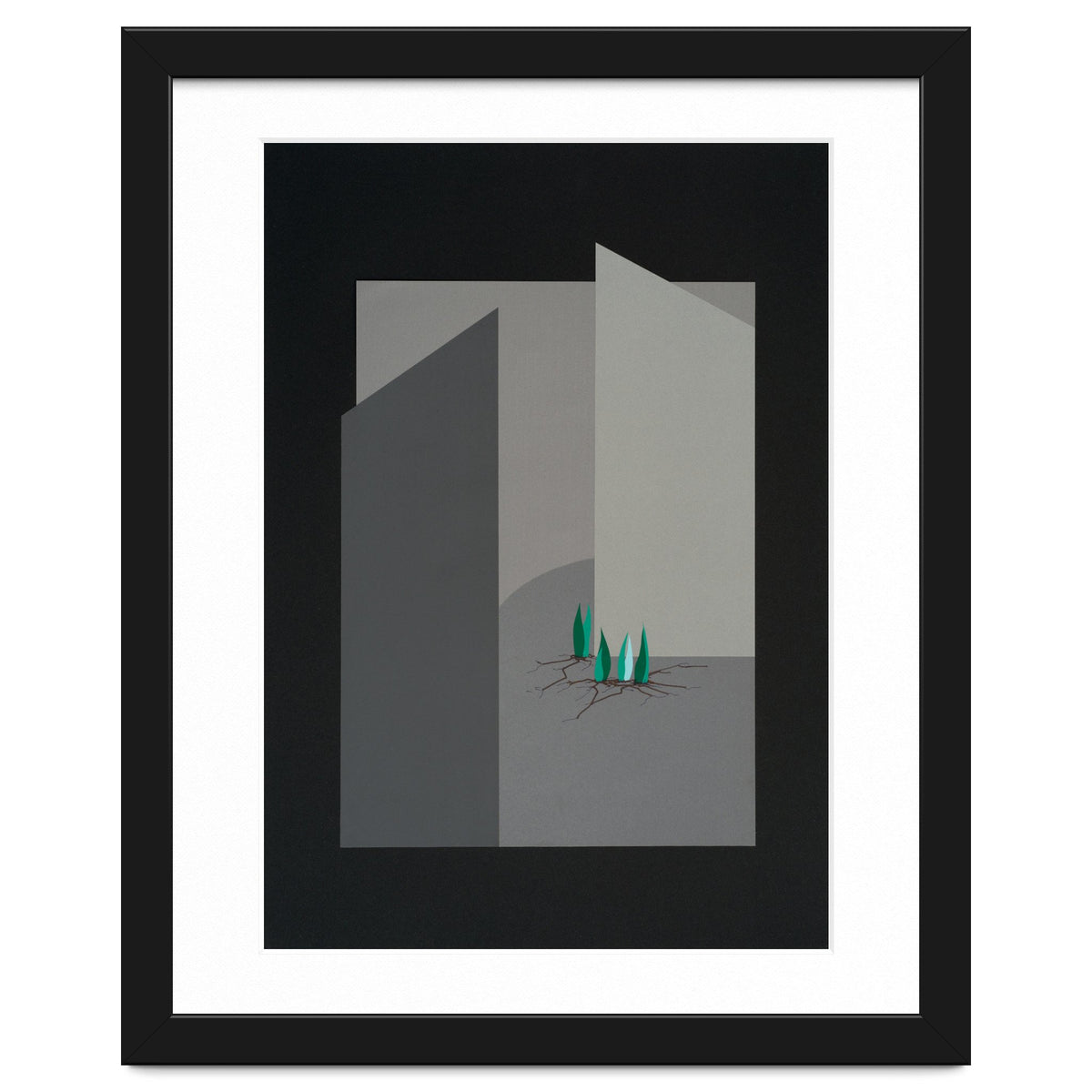 Small sprouts in concrete landscape.