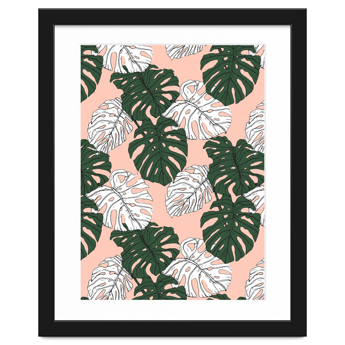 Hand drawing monstera pastel color