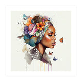 Watercolor Floral Muslim African Woman #3 (Print Only) thumbnail