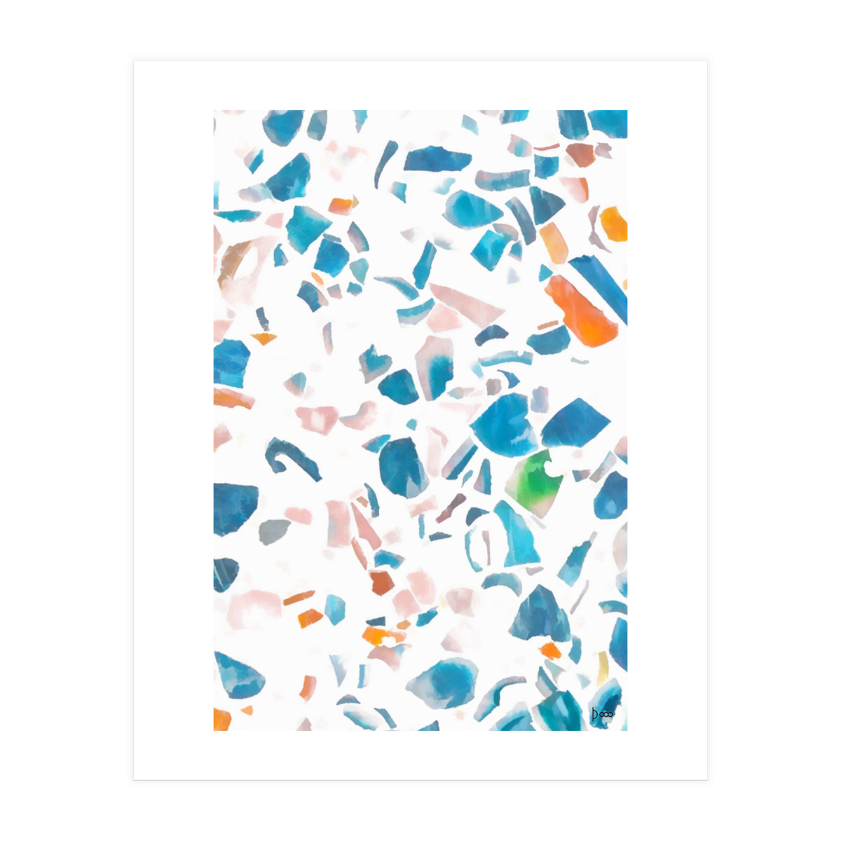 White Blue Terrazzo (Print Only)