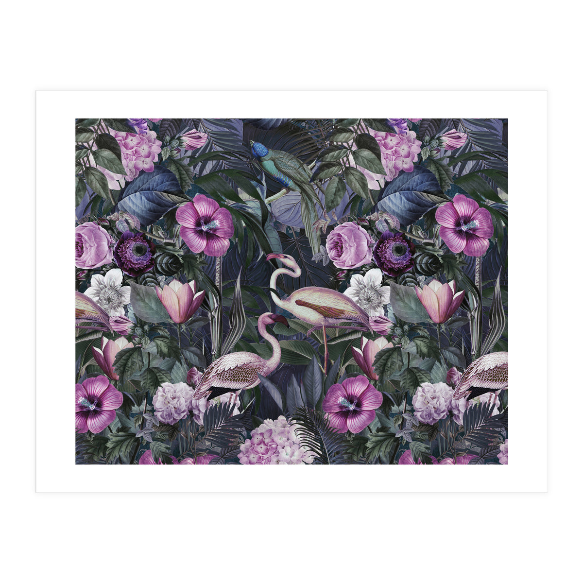 Flamingos Dark Jungle 2 (Print Only)