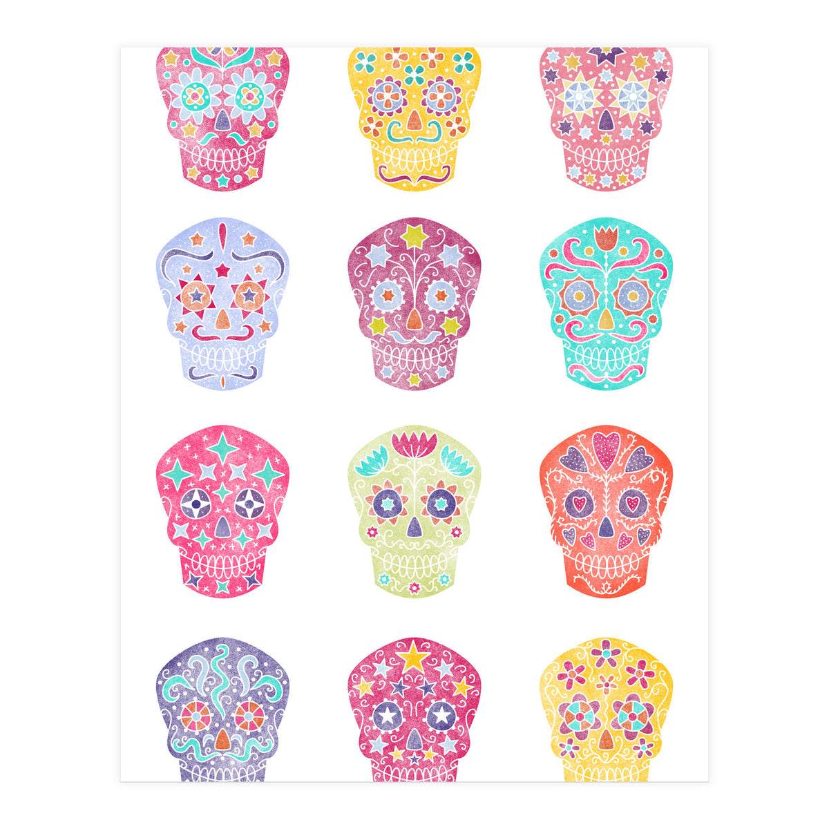 Watercolour Sugar Skulls (Print Only)