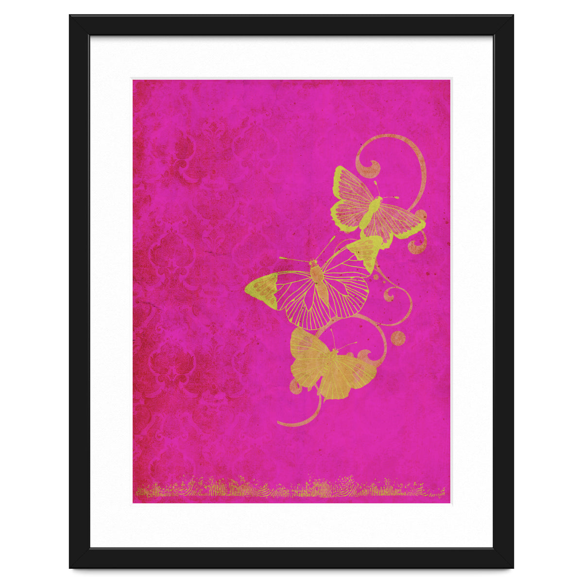 Yellow Butterflies on Pink