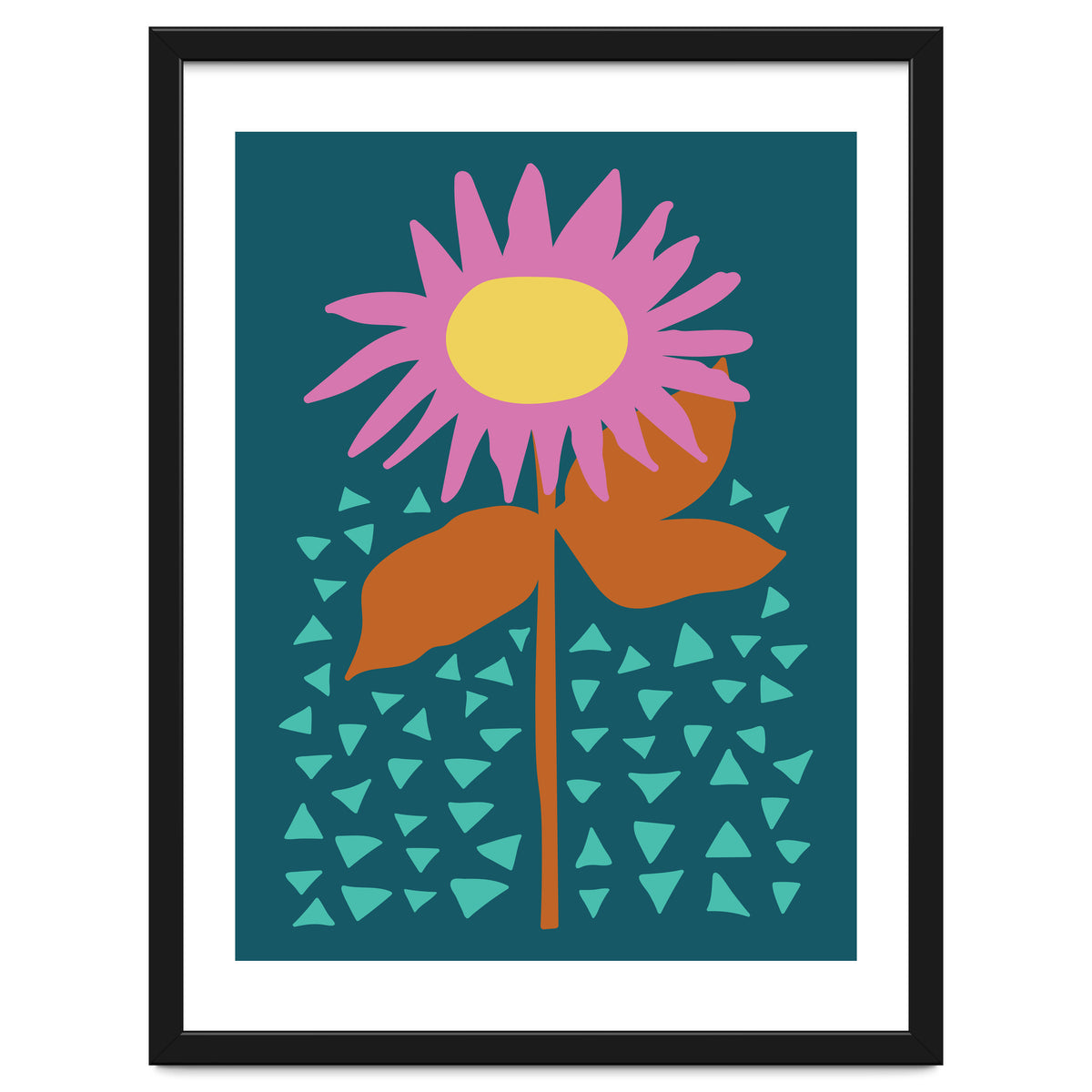 Pink Flower on Teal
