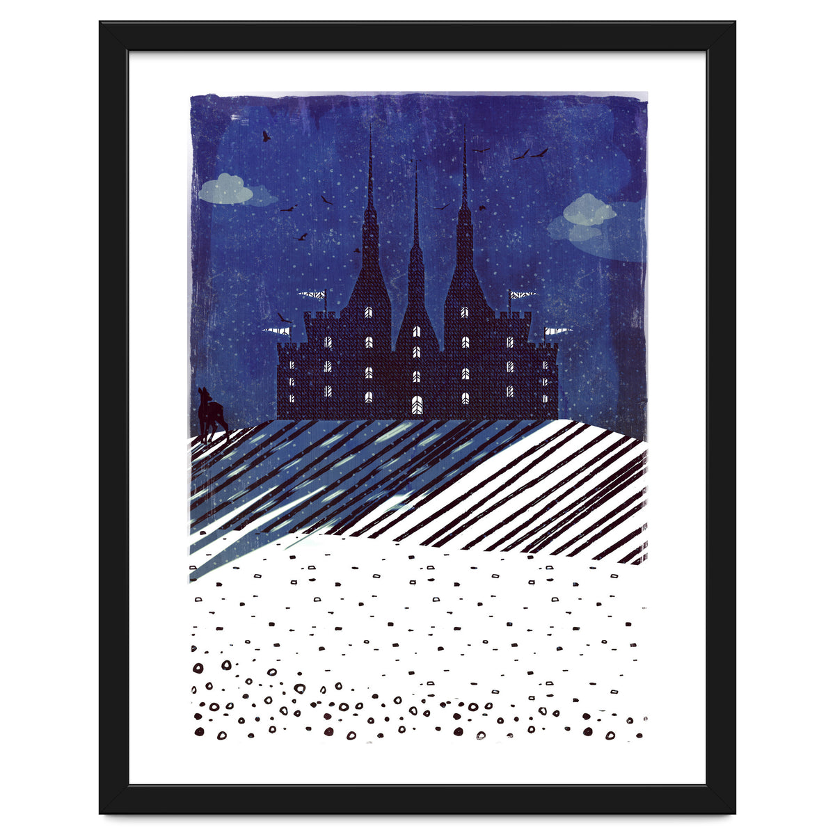 Castle on the hill at night