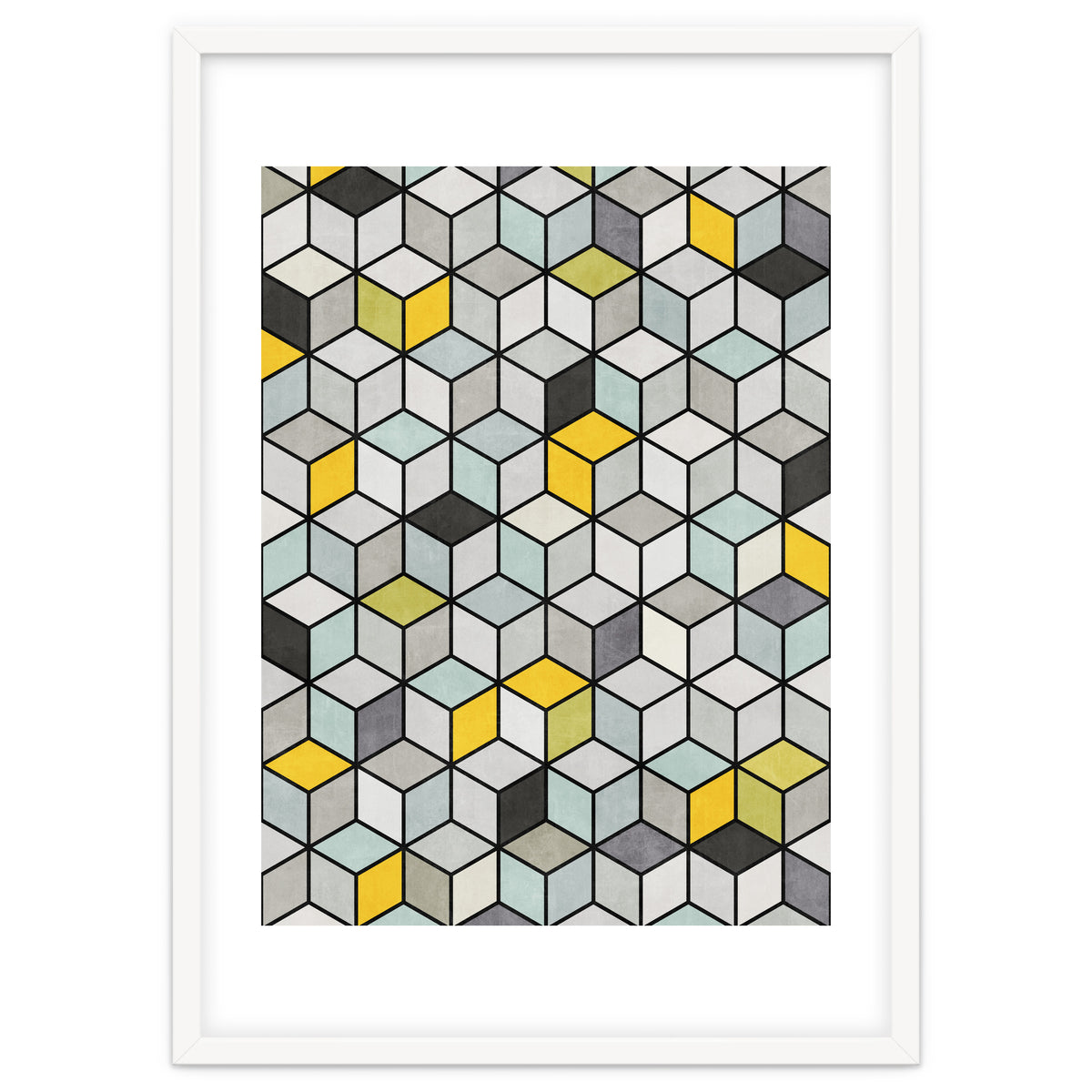 Colorful Concrete Cubes - Yellow, Blue, Grey