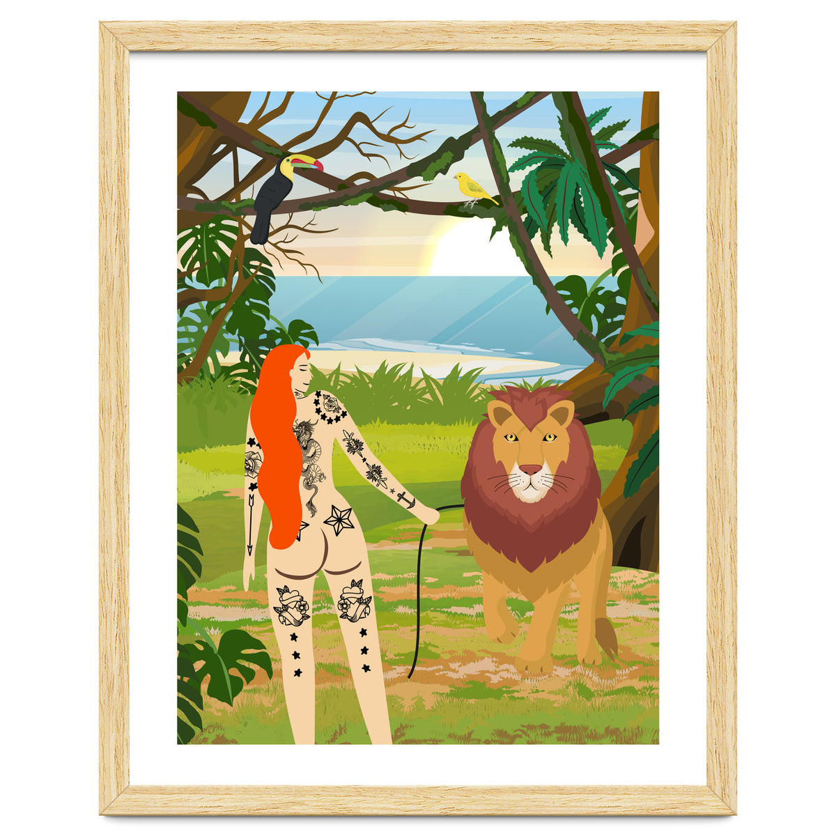 Tattooed Girl with Lion