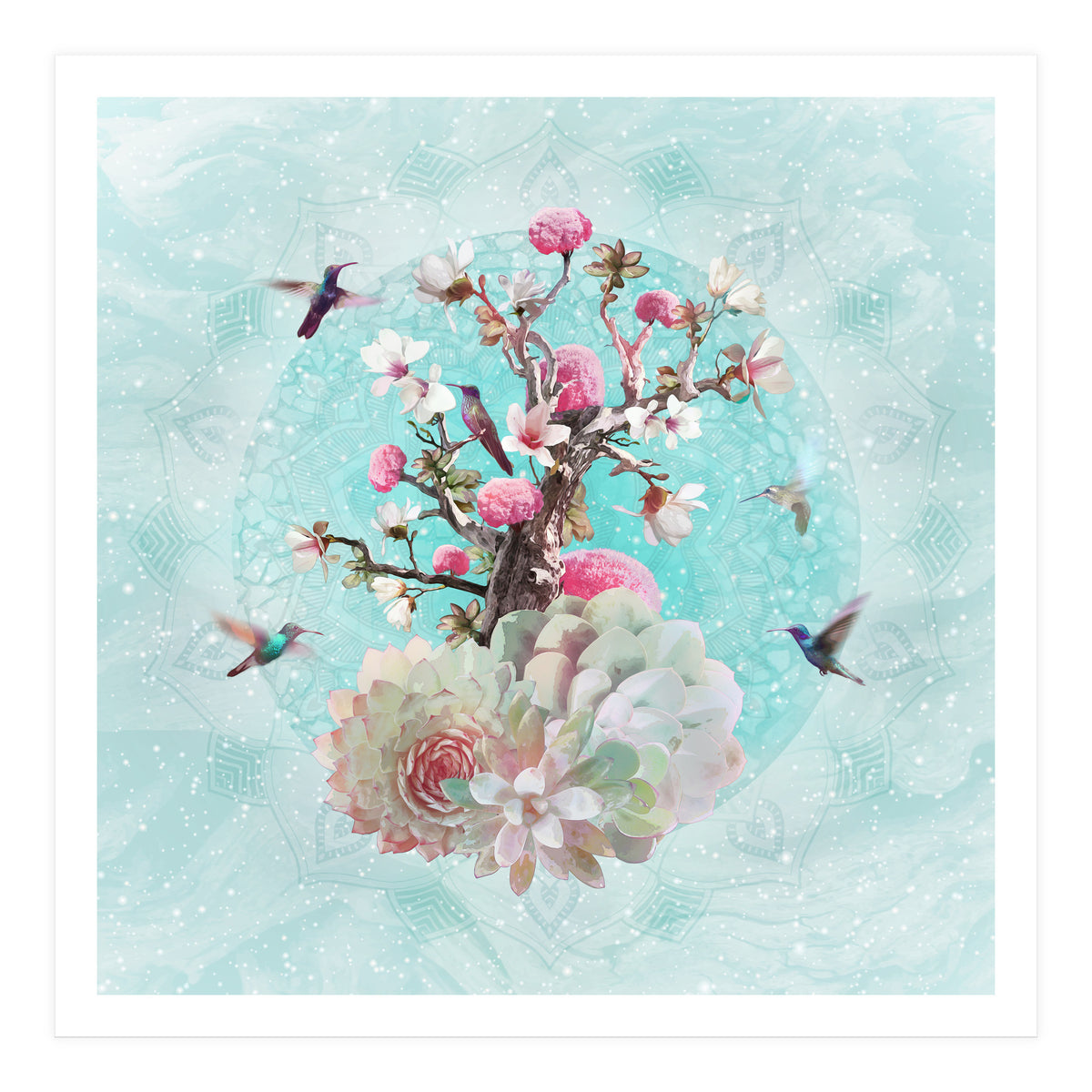 Floral Hummingbird  (Print Only)