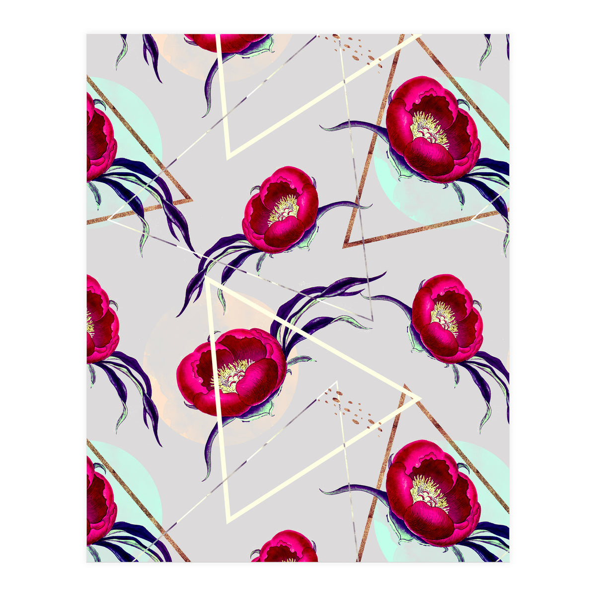 Flowery blooming with geometric II  (Print Only)